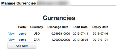 Manage Currencies